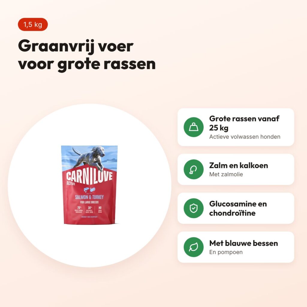 Carnilove hondenvoer Active Adult Large Breed zalm en kalkoen 1,5 kg – voordelen