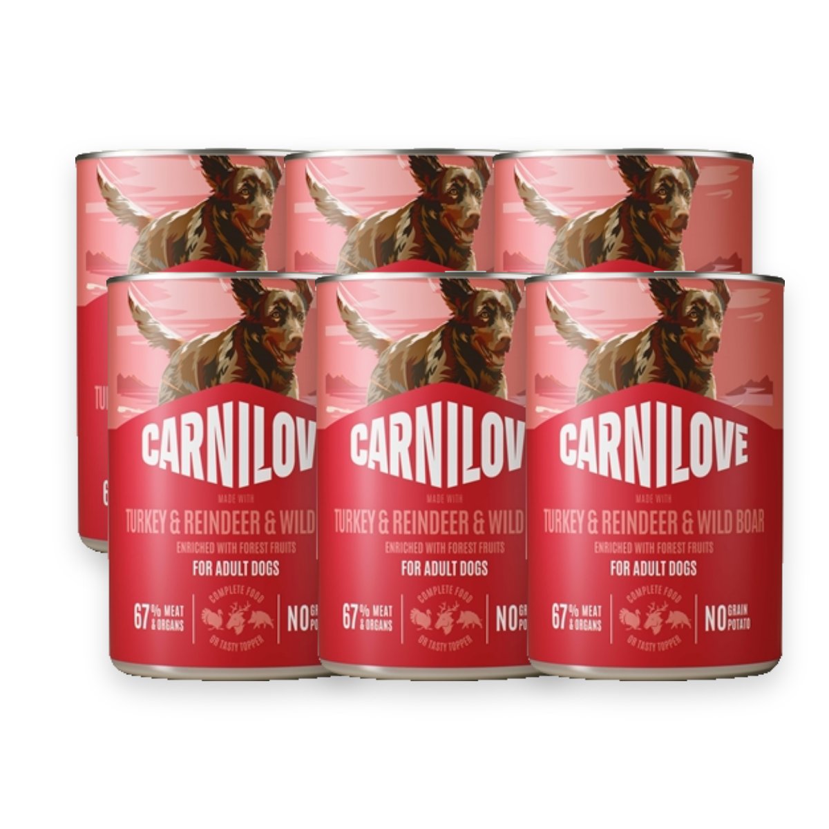 Carnilove hondenvoer blik kalkoen, rendier en wild zwijn 6 x 400 g – verpakking