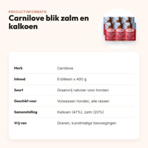 Carnilove hondenvoer blik zalm en kalkoen 6 x 400 g – graanvrij – productinformatie