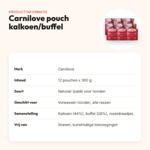 Carnilove hondenvoer pouch kalkoen, buffel en rozenblaadjes 12 x 300 g – productinformatie