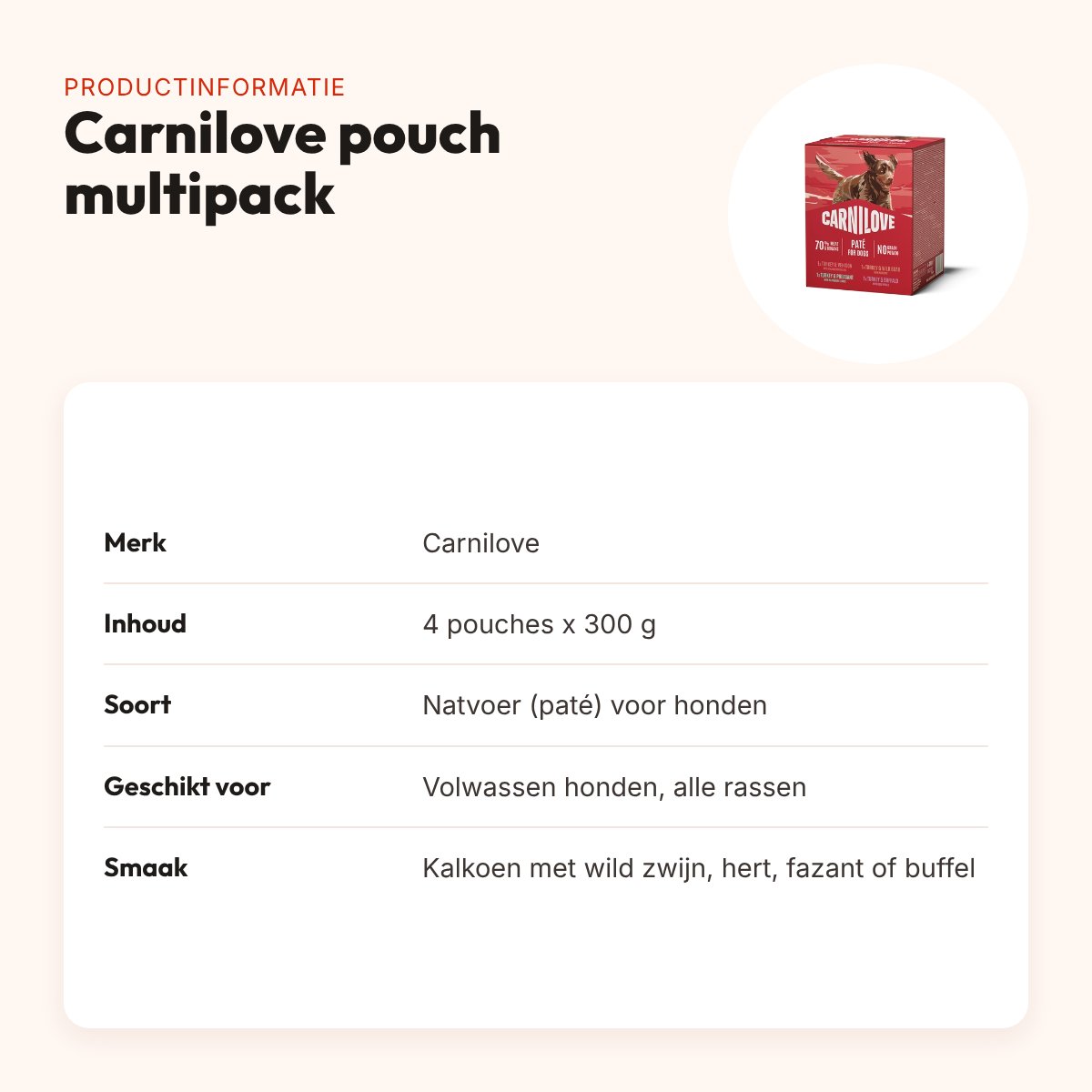 Carnilove hondenvoer pouch multipack 4 x 300 g – 4 smaken – productinformatie