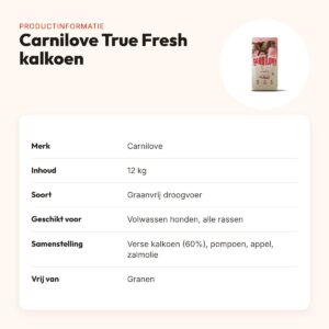 Carnilove hondenvoer True Fresh Adult kalkoen 12 kg – graanvrij – productinformatie