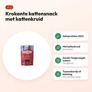 Carnilove kattensnack Crunchy zalm en kattenkruid 50 g – graanvrij – voordelen
