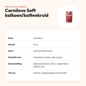 Carnilove kattensnack Soft kalkoen en kattenkruid 50 g – graanvrij – productinformatie