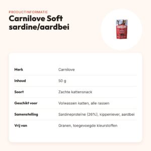 Carnilove kattensnack Soft sardine en aardbei 50 g – graanvrij – productinformatie