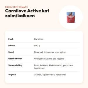Carnilove kattenvoer Active Adult zalm en kalkoen 400 g – graanvrij – productinformatie