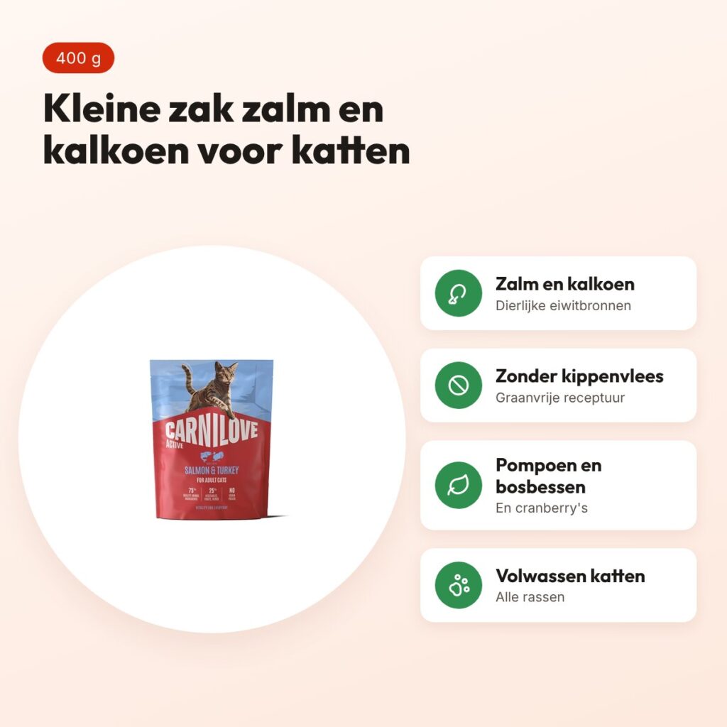 Carnilove kattenvoer Active Adult zalm en kalkoen 400 g – graanvrij – voordelen