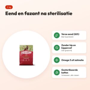 Carnilove kattenvoer Active Sterilised eend en fazant 2 kg – graanvrij – voordelen