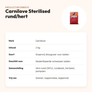 Carnilove kattenvoer Active Sterilised rund en hert 2 kg – graanvrij – productinformatie