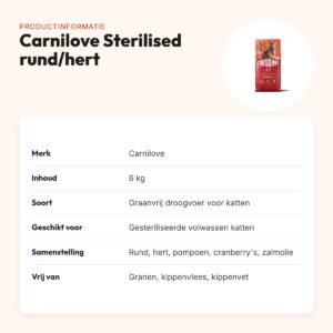 Carnilove kattenvoer Active Sterilised rund en hert 6 kg – graanvrij – productinformatie