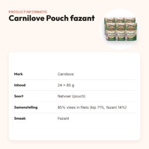Carnilove kattenvoer natvoer fazant 24 x 85 g – hypoallergeen, pouch – productinformatie