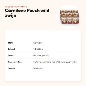Carnilove kattenvoer natvoer wild zwijn 24 x 85 g – eiwitrijk, pouch – productinformatie