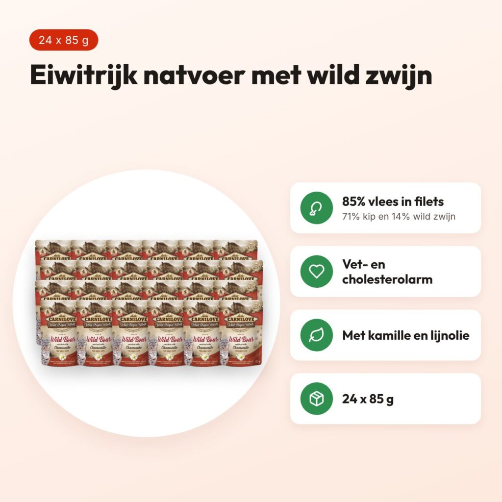 Carnilove kattenvoer natvoer wild zwijn 24 x 85 g – eiwitrijk, pouch – voordelen