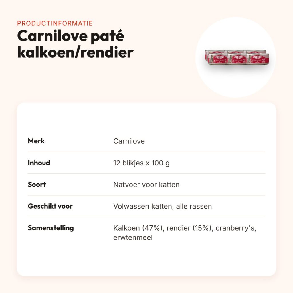 Carnilove kattenvoer paté kalkoen en rendier 12 x 100 g – productinformatie
