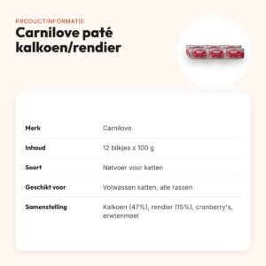 Carnilove kattenvoer paté kalkoen en rendier 12 x 100 g – productinformatie