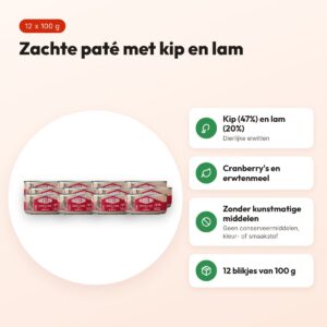 Carnilove kattenvoer paté kip en lam 12 x 100 g – graanvrij – voordelen