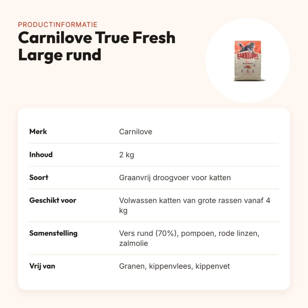Carnilove kattenvoer True Fresh Large Breed rund 2 kg – graanvrij – productinformatie