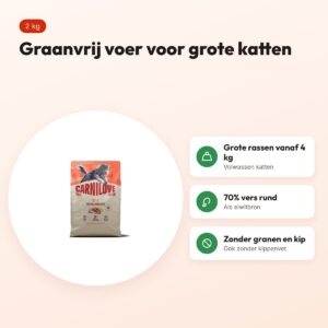 Carnilove kattenvoer True Fresh Large Breed rund 2 kg – graanvrij – voordelen