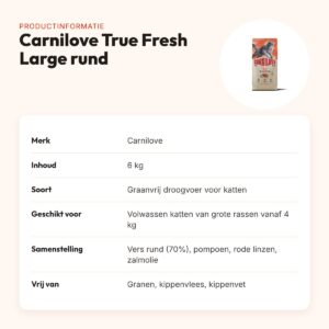 Carnilove kattenvoer True Fresh Large Breed rund 6 kg – graanvrij – productinformatie