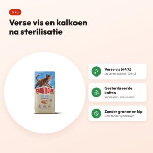 Carnilove kattenvoer True Fresh Sterilised vis en kalkoen 6 kg – graanvrij – voordelen