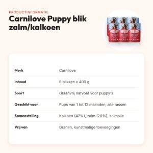 Carnilove puppyvoer blik zalm en kalkoen 6 x 400 g – graanvrij – productinformatie