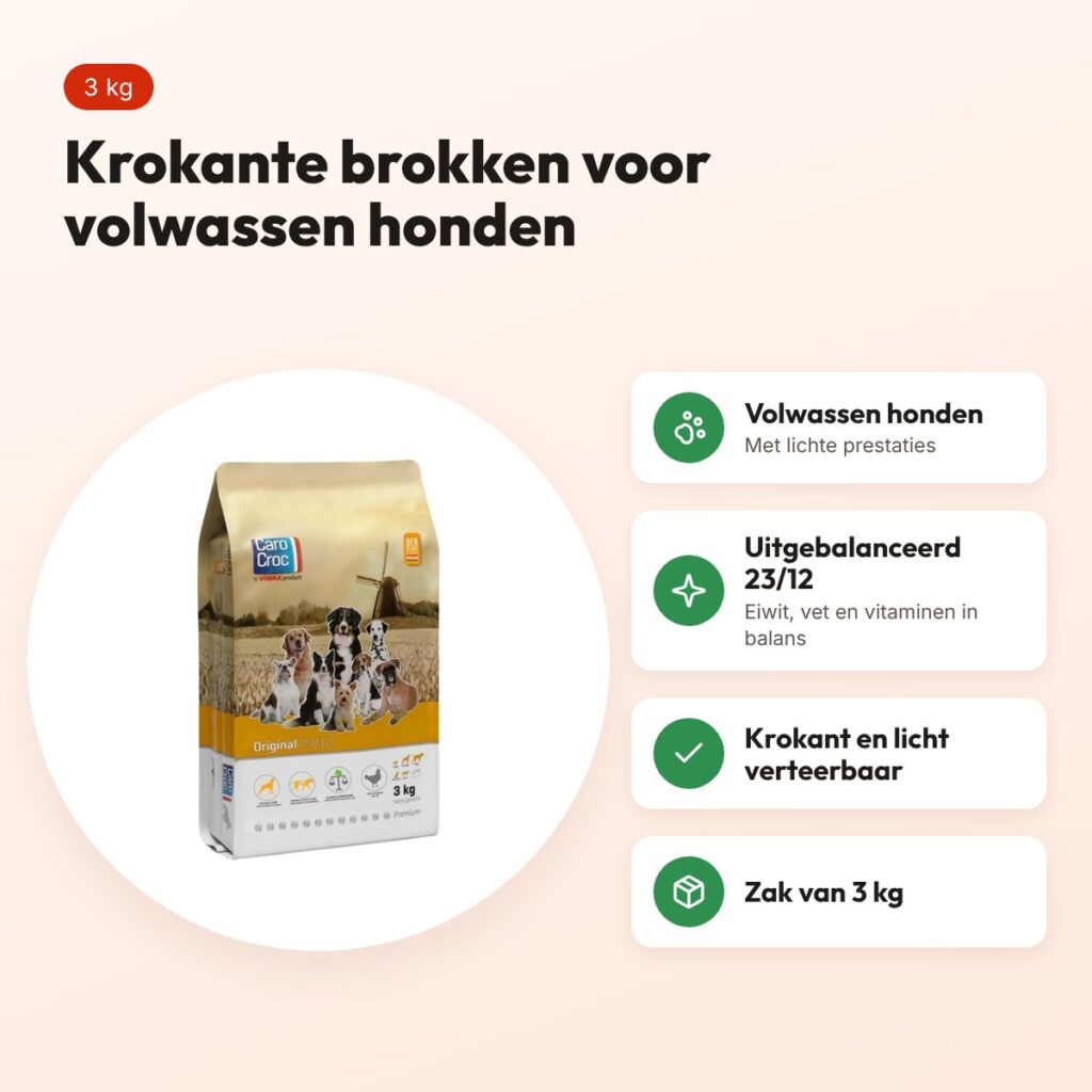 CaroCroc hondenvoer Original 23/12 3 kg – krokant, licht verteerbaar – voordelen