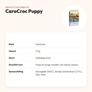 CaroCroc hondenvoer Puppy 3 kg – licht verteerbare brokjes, kleine rassen – productinformatie