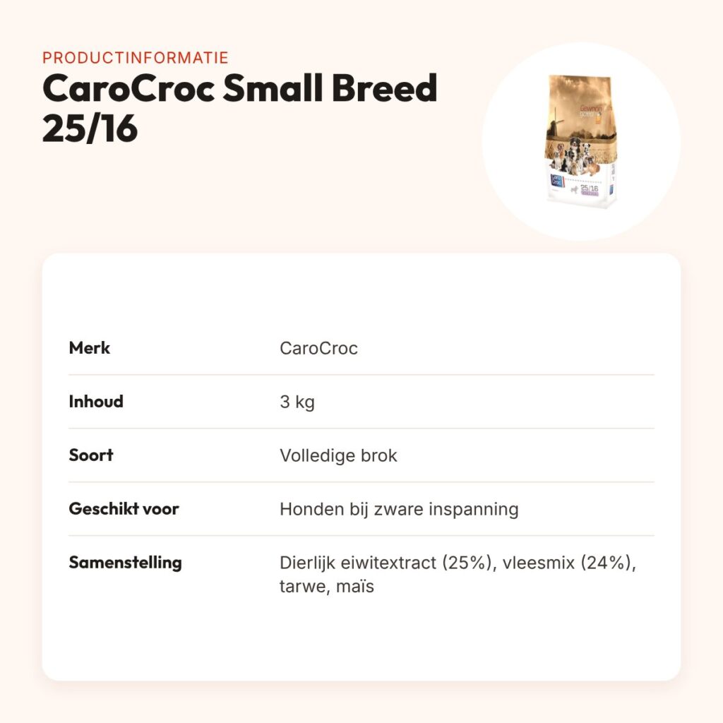 CaroCroc hondenvoer Small Breed 25/16 3 kg – hoogenergetisch – productinformatie