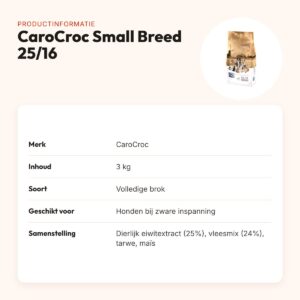CaroCroc hondenvoer Small Breed 25/16 3 kg – hoogenergetisch – productinformatie