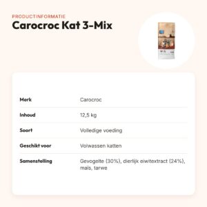 Carocroc kattenvoer 3-Mix 12,5 kg – kip en rund – productinformatie