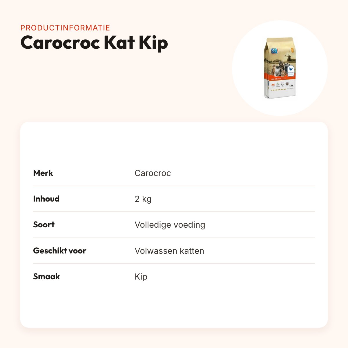 Carocroc kattenvoer Kip 2 kg – 38% gevogelte, licht verteerbaar – productinformatie