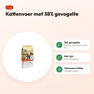 Carocroc kattenvoer Kip 2 kg – 38% gevogelte, licht verteerbaar – voordelen