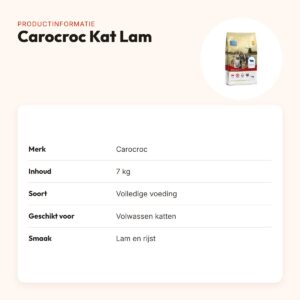 Carocroc kattenvoer Lam 7 kg – licht verteerbaar – productinformatie