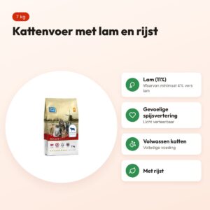 Carocroc kattenvoer Lam 7 kg – licht verteerbaar – voordelen