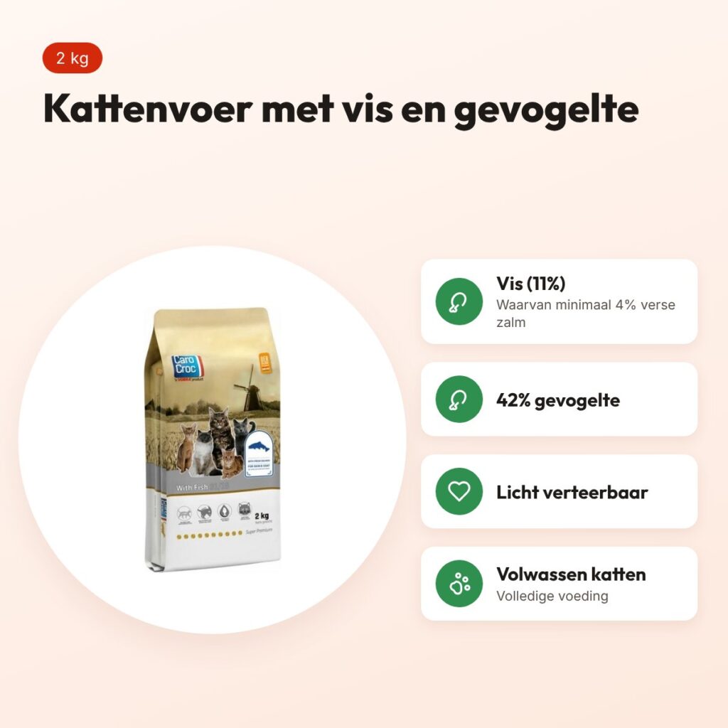 Carocroc kattenvoer Vis 2 kg – licht verteerbaar – voordelen