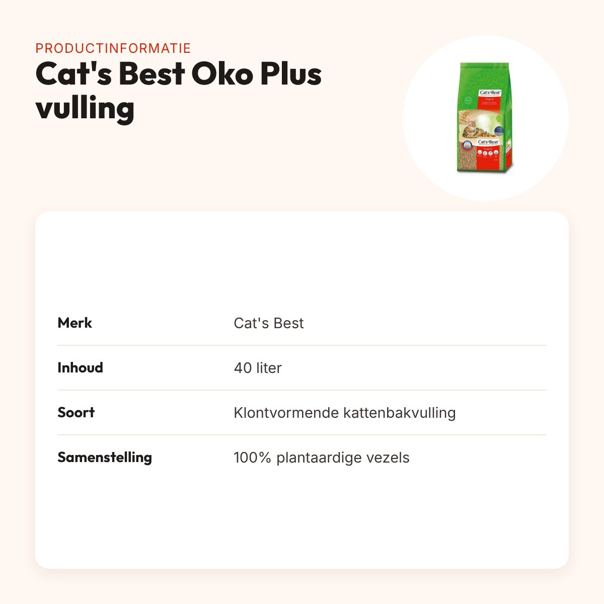 Cat's Best Oko Plus kattenbakvulling klontvormend 40 liter – productinformatie