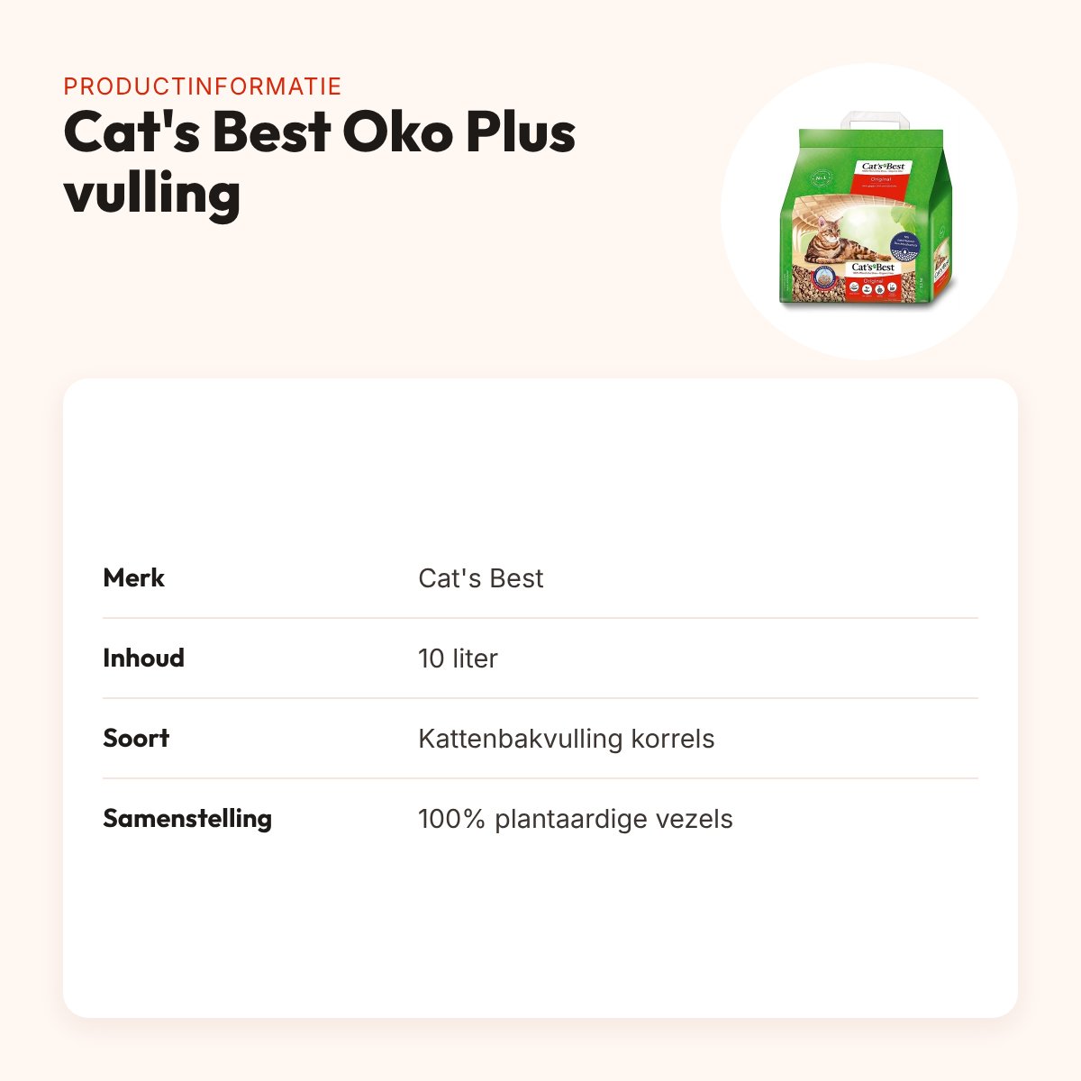 Cat's Best Oko Plus kattenbakvulling plantaardige vezels 10 liter – productinformatie
