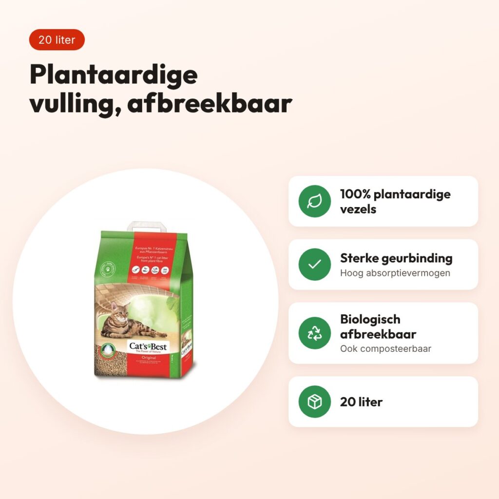 Cat's Best Oko Plus kattenbakvulling plantaardige vezels 20 liter – voordelen