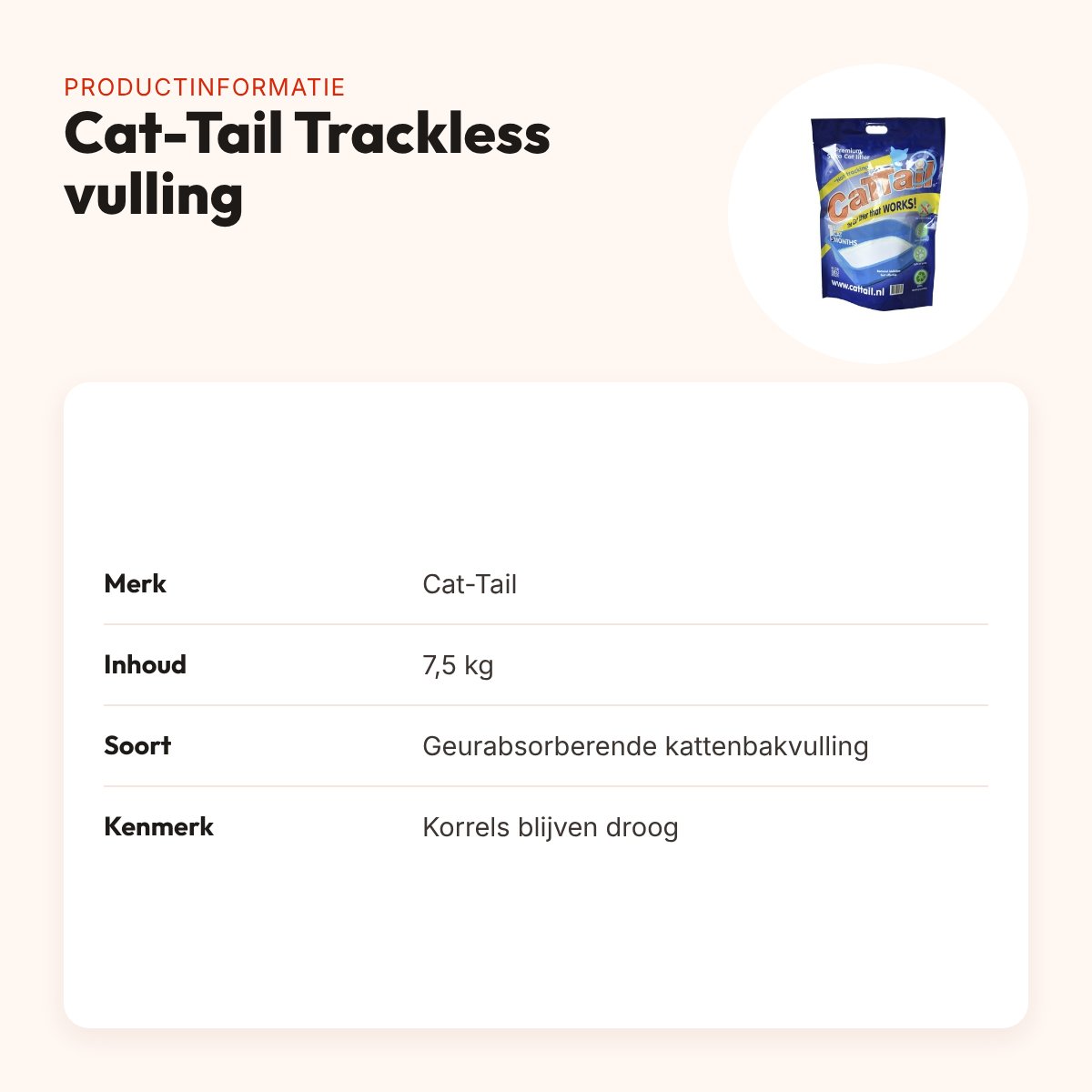 Cat-Tail Trackless kattenbakvulling geurabsorberend 7,5 kg – productinformatie