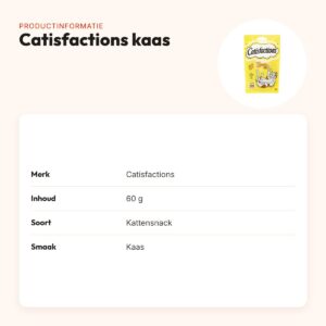 Catisfactions kattensnack kaas 60 g – krokant met zachte vulling – productinformatie