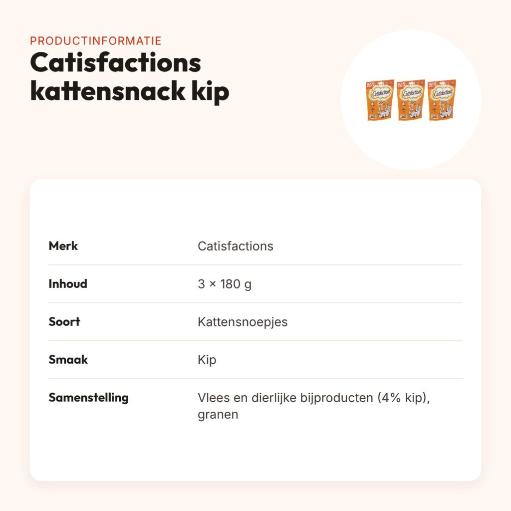 Catisfactions kattensnack kip 180 g – multipack 3 stuks – productinformatie