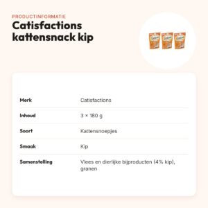 Catisfactions kattensnack kip 180 g – multipack 3 stuks – productinformatie