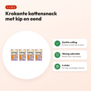 Catisfactions kattensnack kip en eend 60 g – multipack 4 stuks – voordelen