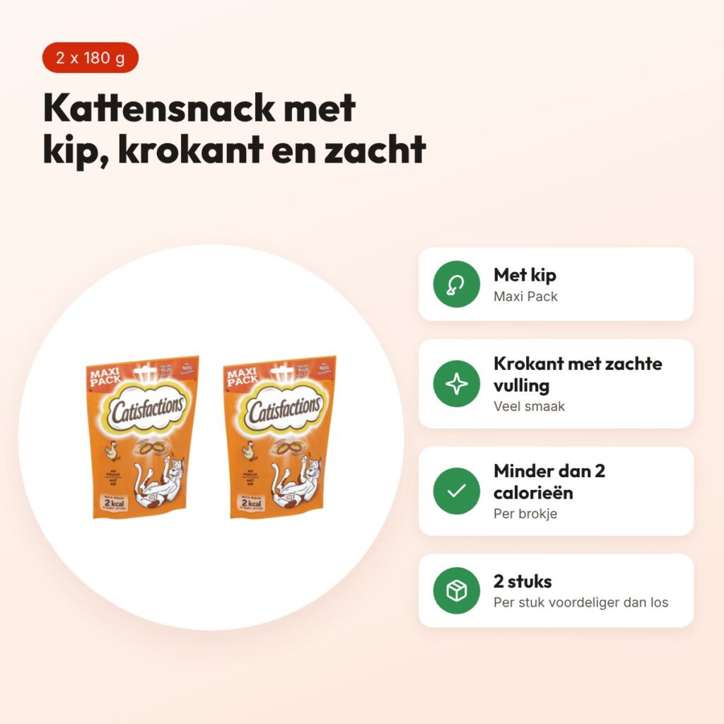 Catisfactions kattensnack kip Maxi Pack 180 g – multipack 2 stuks – voordelen