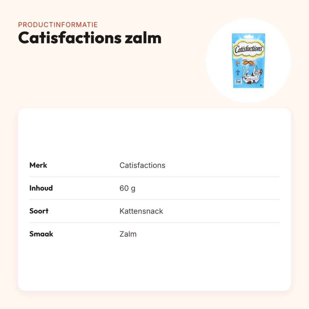 Catisfactions kattensnack zalm 60 g – krokant met zachte vulling – productinformatie
