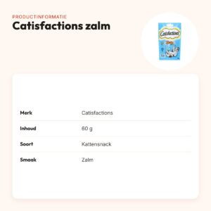 Catisfactions kattensnack zalm 60 g – krokant met zachte vulling – productinformatie