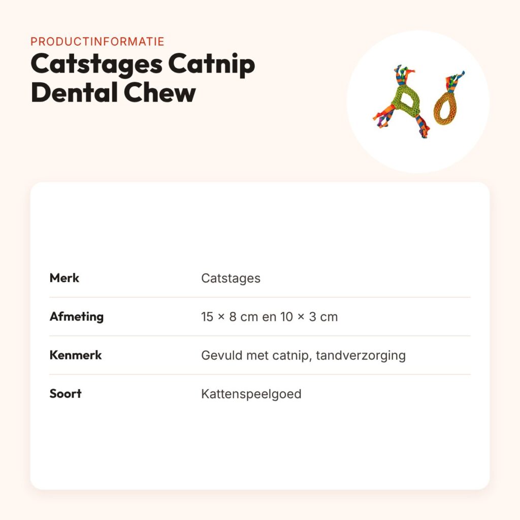 Catstages Catnip Dental Health Chew kattenspeelgoed 15 x 8 cm en 10 x 3 cm – productinformatie