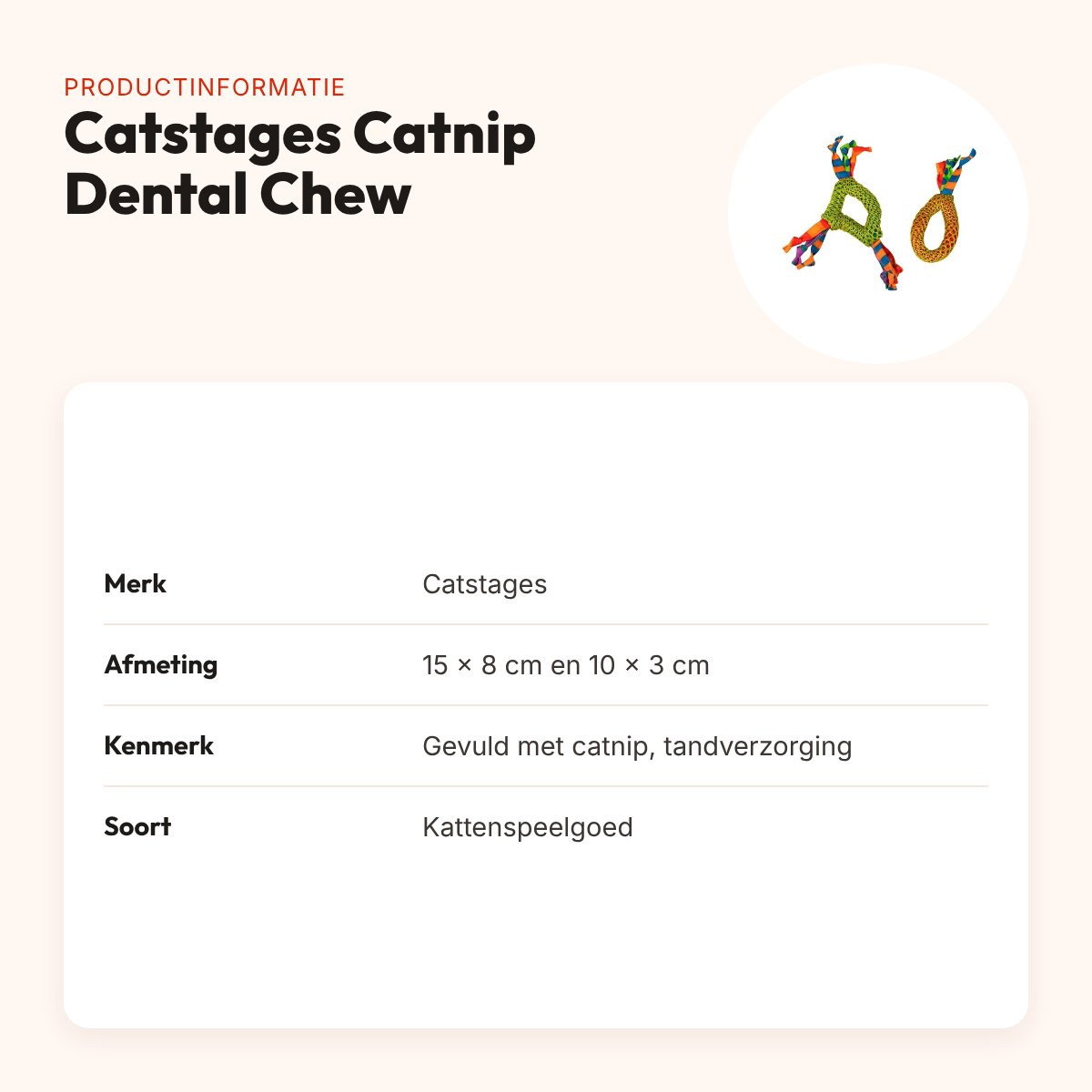 Catstages Catnip Dental Health Chew kattenspeelgoed 15 x 8 cm en 10 x 3 cm – productinformatie