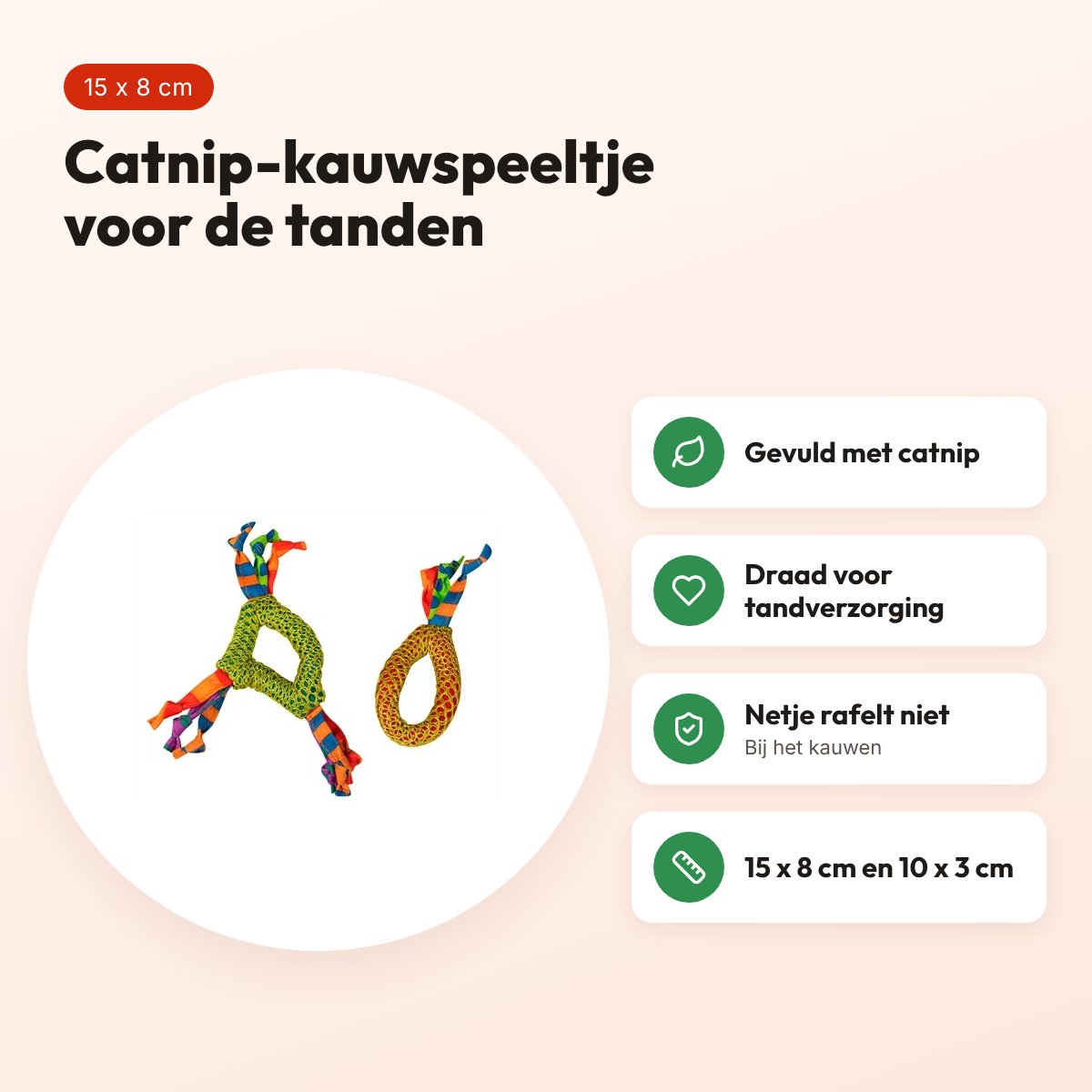Catstages Catnip Dental Health Chew kattenspeelgoed 15 x 8 cm en 10 x 3 cm – voordelen