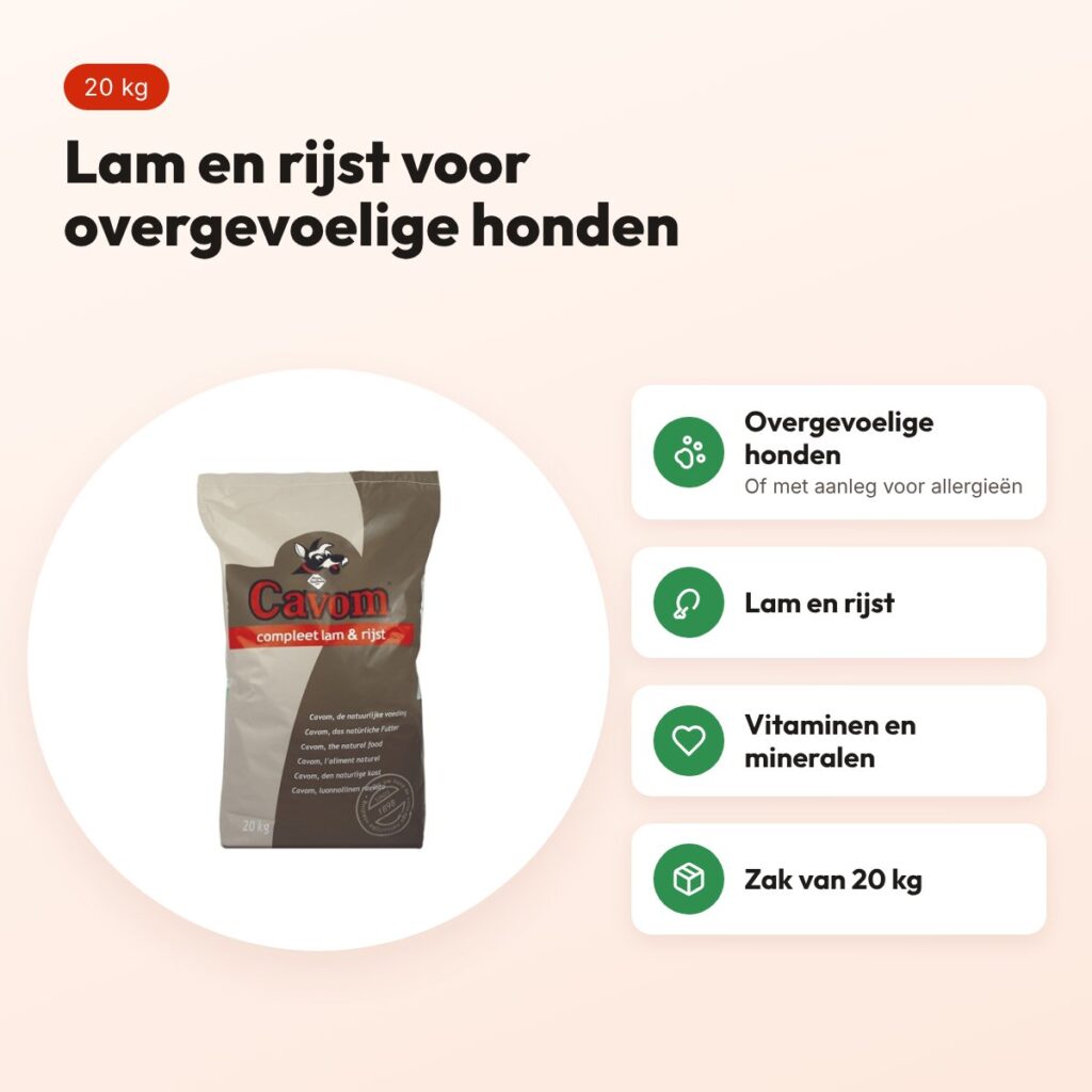Cavom Compleet hondenvoer lam en rijst 20 kg – voor overgevoelige honden – voordelen